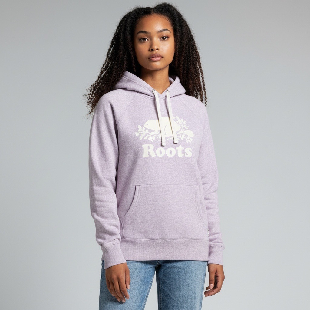 Roots Canada Hoodie Sweatshirt Women's S/P Lavender Kangaroo Pocket Pullover